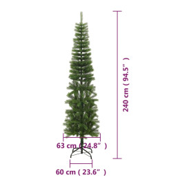 Sapin de Noël artificiel mince avec support 240 cm PE