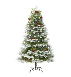 Sapin de Noël pré-éclairé et pommes de pin vert 225cm PVC et PE