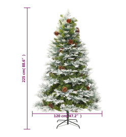 Sapin de Noël pré-éclairé et pommes de pin vert 225cm PVC et PE