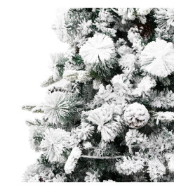 Sapin de Noël pré-éclairé avec neige floquée/cônes 195cm PVC/PE