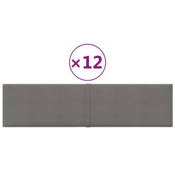 Panneaux muraux 12 pcs Gris clair 60x15 cm Tissu 1,08 m²