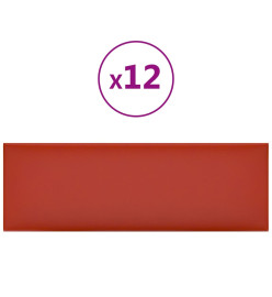 Panneaux muraux 12 pcs Rouge 90x30 cm Similicuir 3,24 m²