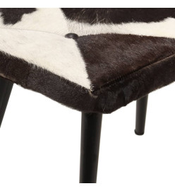 Chaise à oreilles avec repose-pied Noir Cuir véritable