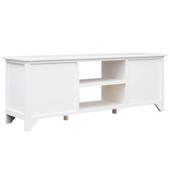 Meuble TV Blanc 108x30x40 cm Bois de Paulownia solide