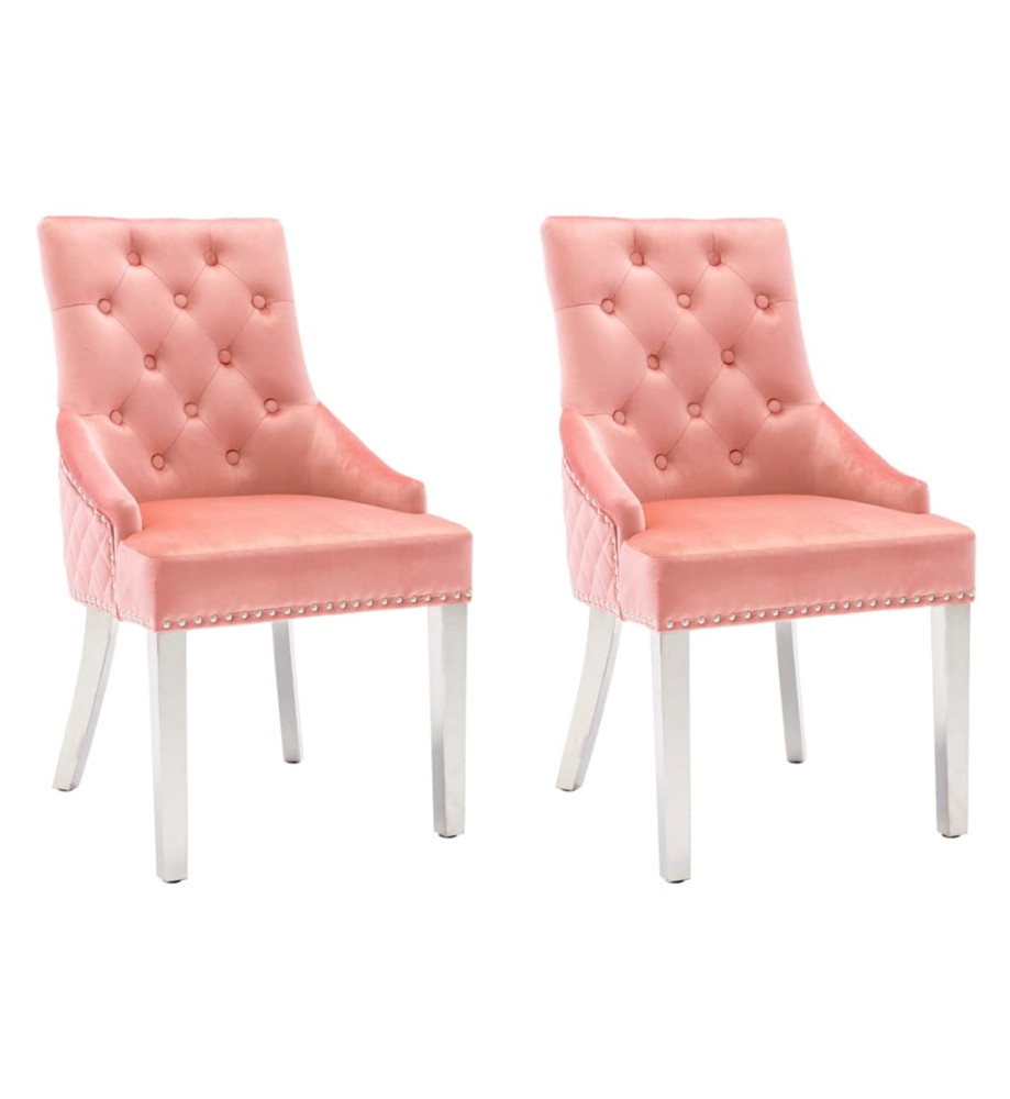 Chaises à manger lot de 2 rose velours