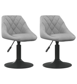 Chaises pivotantes de salle à manger 2 pcs Gris clair Velours