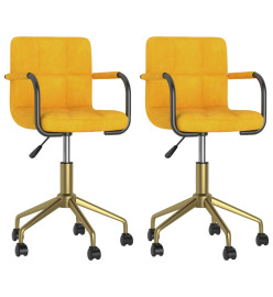 Chaises pivotantes à manger lot de 2 jaune moutarde velours