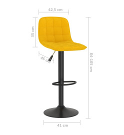 Tabourets de bar 2 pcs Jaune Velours