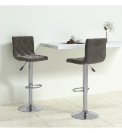 Tabourets de bar lot de 2 gris foncé velours