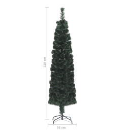 Arbre de Noël artificiel mince et support 210 cm fibre optique