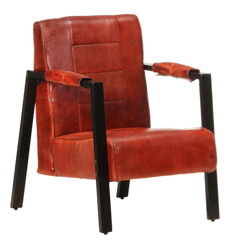 Fauteuil 60x80x87 cm Marron foncé Cuir de chèvre véritable