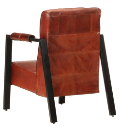 Fauteuil 60x80x87 cm Marron foncé Cuir de chèvre véritable