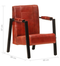 Fauteuil 60x80x87 cm Marron foncé Cuir de chèvre véritable