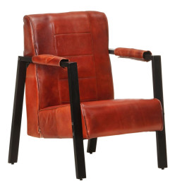 Fauteuil 60x80x87 cm Marron foncé Cuir de chèvre véritable