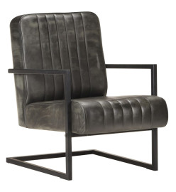 Fauteuil cantilever Gris Cuir véritable