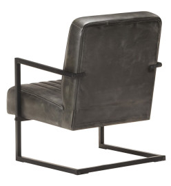 Fauteuil cantilever Gris Cuir véritable