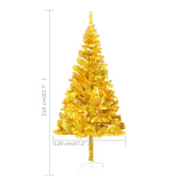 Sapin de Noël artificiel avec support Doré 210 cm PET