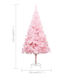 Sapin de Noël artificiel avec support rose 210 cm PVC