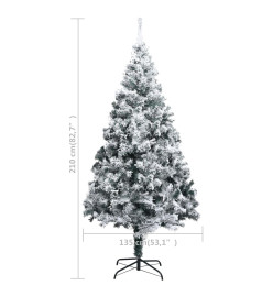 Sapin de Noël artificiel avec neige floquée vert 210 cm PVC