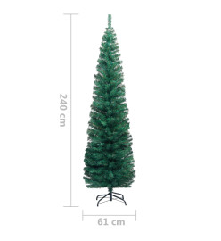 Sapin de Noël artificiel mince avec support vert 240 cm PVC