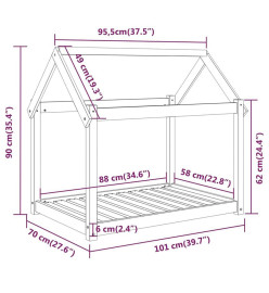 Lit pour chien 101x70x90 cm Bois de pin solide