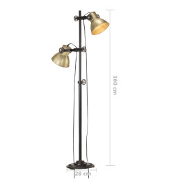 Lampadaire avec 2 abat-jour Laiton E27 Fonte