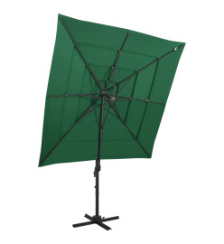 Parasol à 4 niveaux avec mât en aluminium Vert 250x250 cm