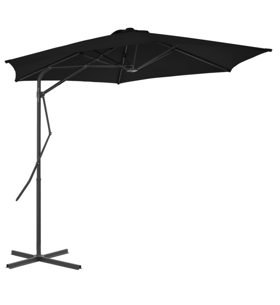 Parasol d'extérieur avec mât en acier Noir 300x230 cm