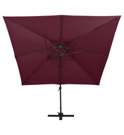 Parasol déporté à double toit 300x300 cm Rouge bordeaux