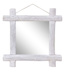 Miroir à bûches Blanc 70x70 cm Bois de récupération massif