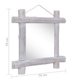 Miroir à bûches Blanc 70x70 cm Bois de récupération massif