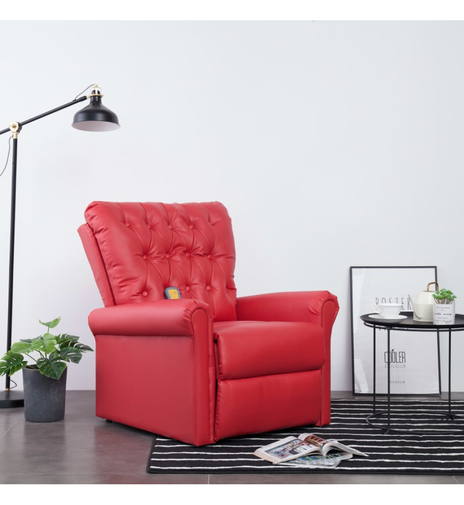 Fauteuil inclinable de massage Rouge Similicuir