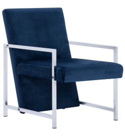 Fauteuil avec pieds en chrome Bleu Velours