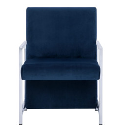 Fauteuil avec pieds en chrome Bleu Velours