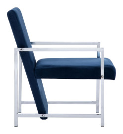 Fauteuil avec pieds en chrome Bleu Velours