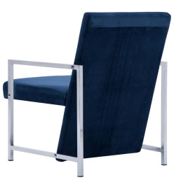 Fauteuil avec pieds en chrome Bleu Velours