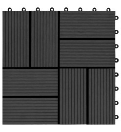 Carreaux de terrasse 22 pcs 30 x 30 cm 2 m² WPC Noir