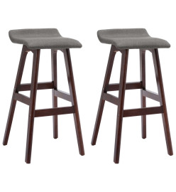 Tabourets de bar lot de 2 gris foncé tissu