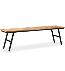 Banc Teck de récupération et acier 160 x 35 x 45 cm