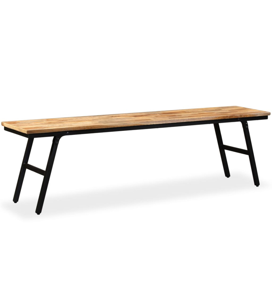 Banc Teck de récupération et acier 160 x 35 x 45 cm