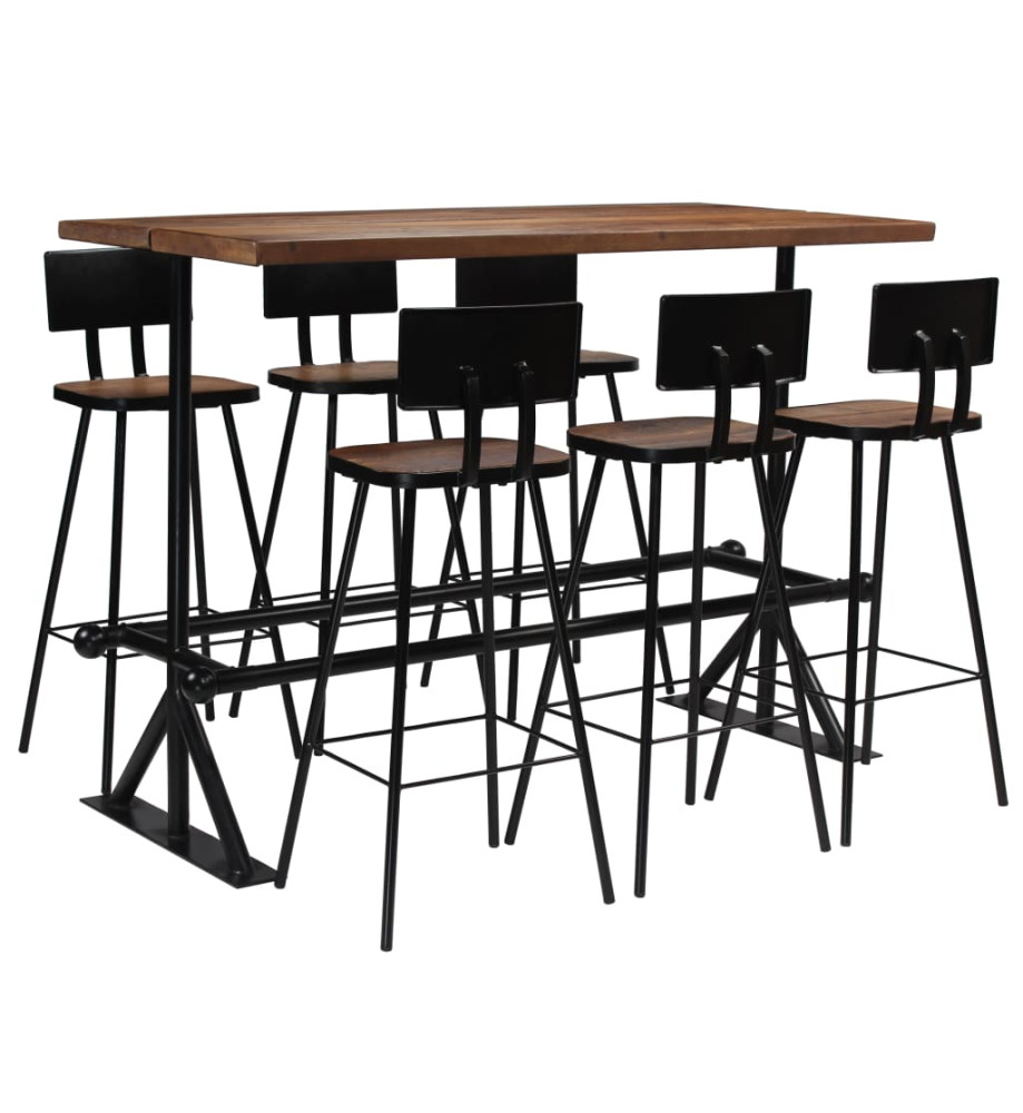 Mobilier de bar 7 pcs Bois de récupération massif