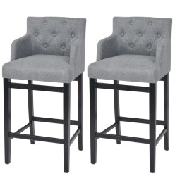 Tabourets de bar lot de 2 gris clair tissu