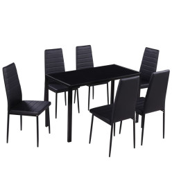 Ensemble de table à manger sept pièces noir