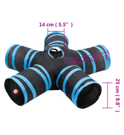 Tunnel pour chats à 5 voies Noir et bleu 25 cm Polyester