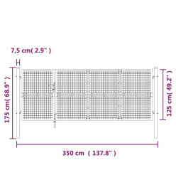 Portal de jardin maille argenté 350x175 cm acier galvanisé