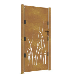 Portail de jardin 105x205 cm acier corten conception d'herbe