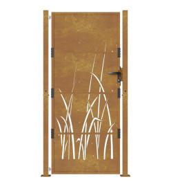 Portail de jardin 105x205 cm acier corten conception d'herbe