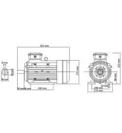 Moteur électrique triphasé Aluminium 1,5kW/2 CH 2840 tr/min