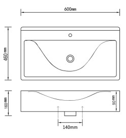 Lavabo avec trop-plein 60x46x16 cm Céramique Argenté