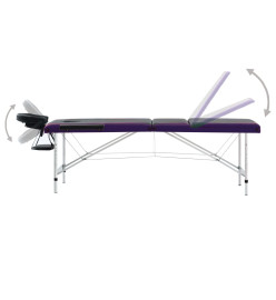 Table de massage pliable 3 zones Aluminium Noir et violet